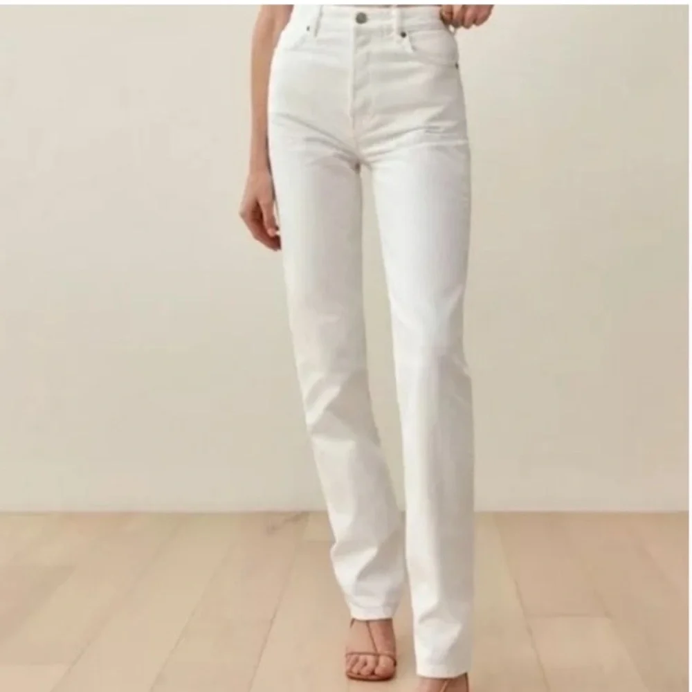 Reformation Jeans Cynthia High Rise Straight Jean 25 Vintage White Denim - Picture 6 of 6